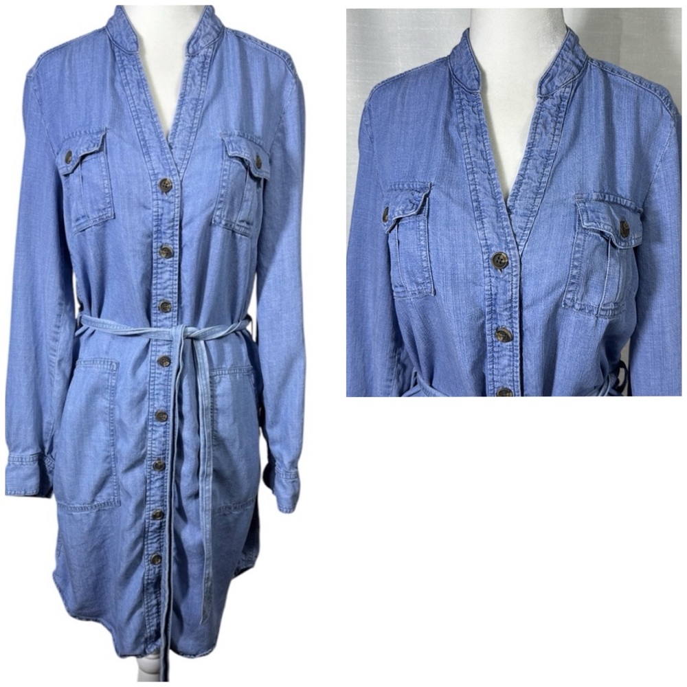 Republic Chambray Spring Blue Button Down Dress Women's Size Medium Summer